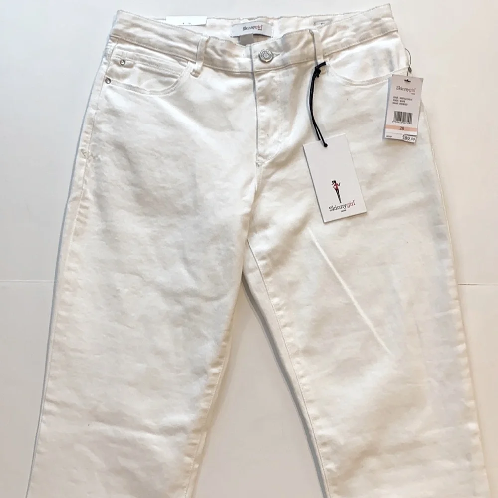 Skinny Girl SZ 28 White Rail Straight Midrise Denim Jeans New - Picture 3 of 13